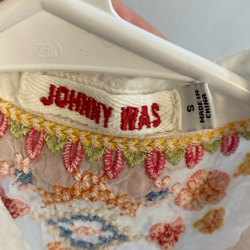 Johnny Was Size Small White Georgette Festival Tunic Embroidered Bohemian - Picture 6 of 8